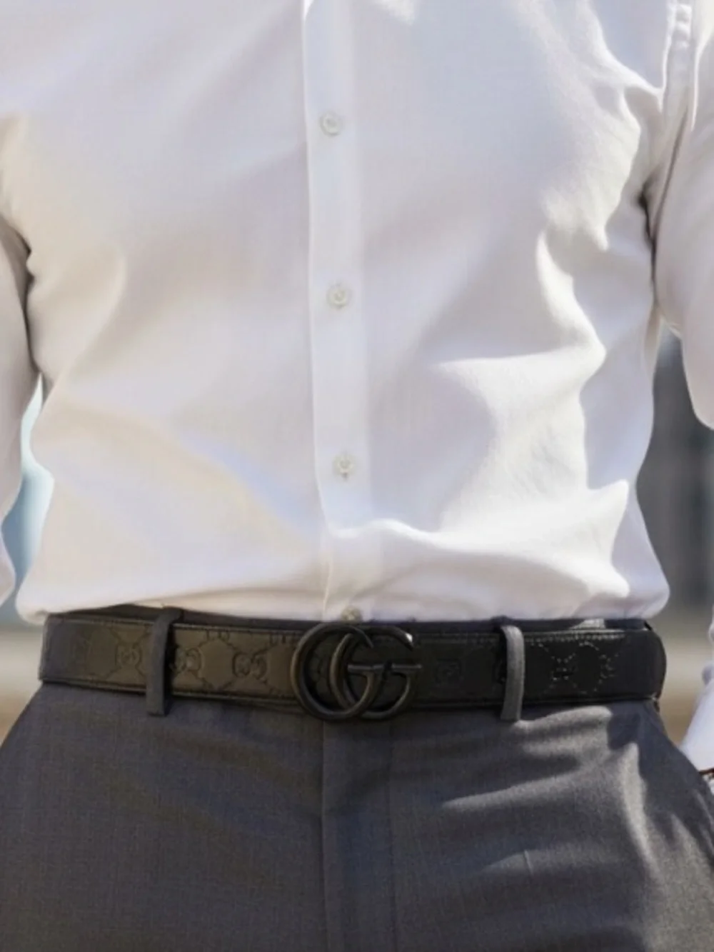 Gucci Signature matte all black new Interlocking G buckle Leather Belt size 110